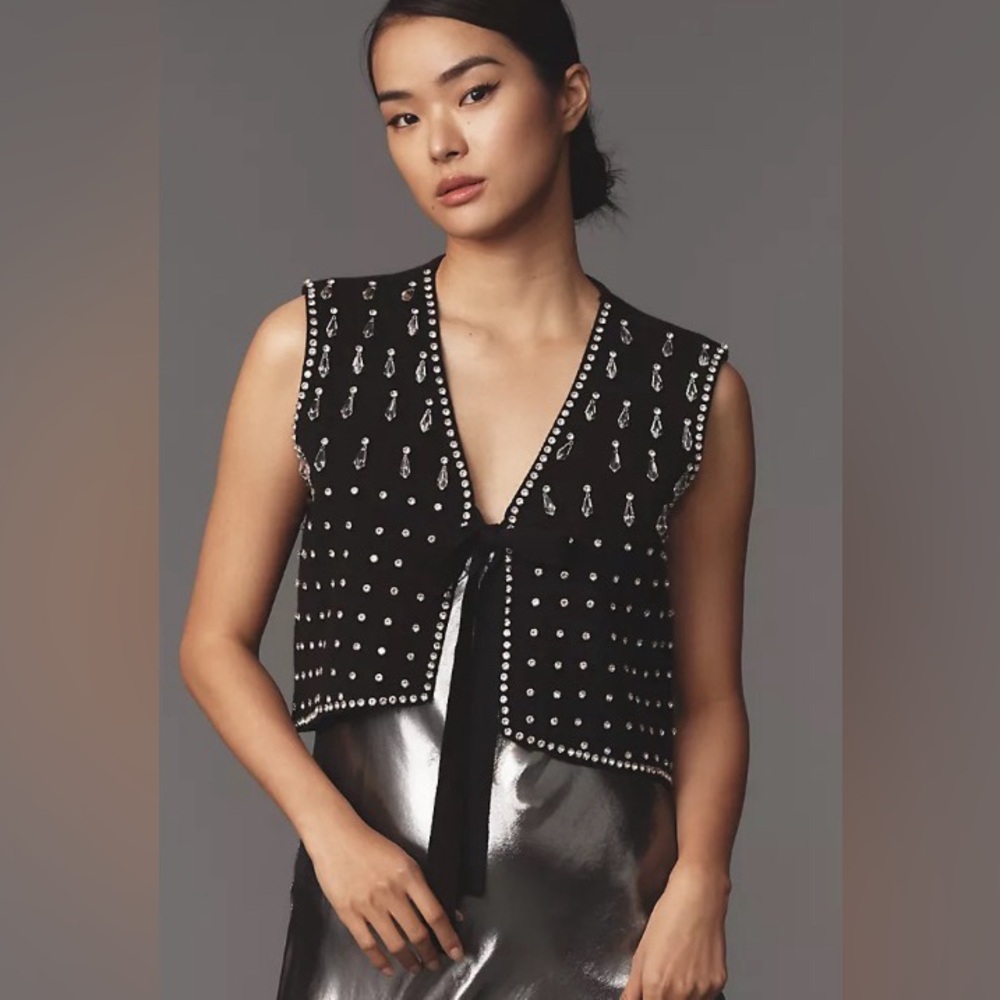 Anthropology~Current Air 
Black Embellished Western 
Gilet Jacket Vest
NWOT